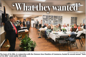 Mayor Atkinson speaks at the second annual State of Six Mile.