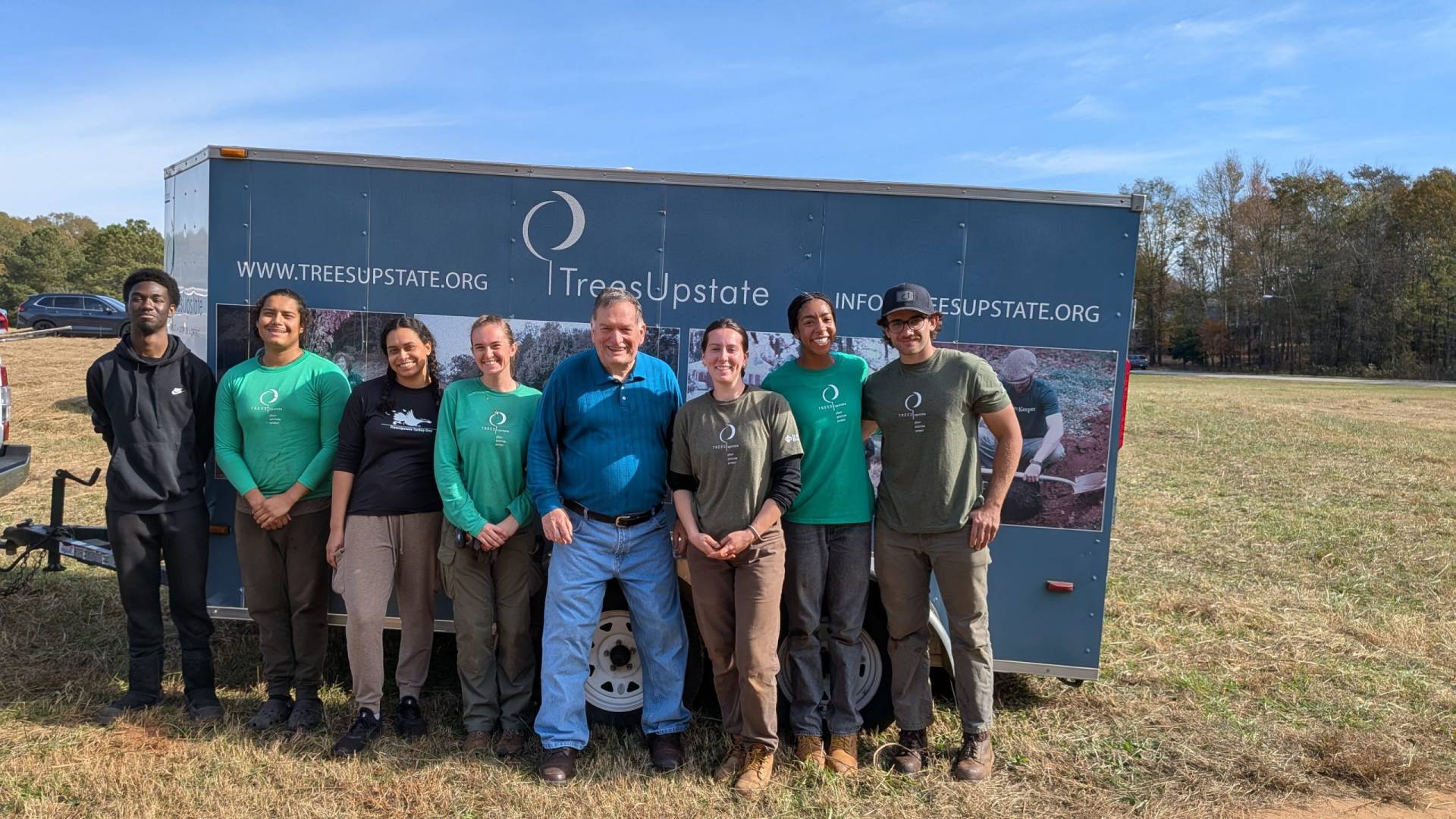 TreesUpstate volunteers and Mayor Atkinson at Bryson Children's Nature Walk site for tree planting